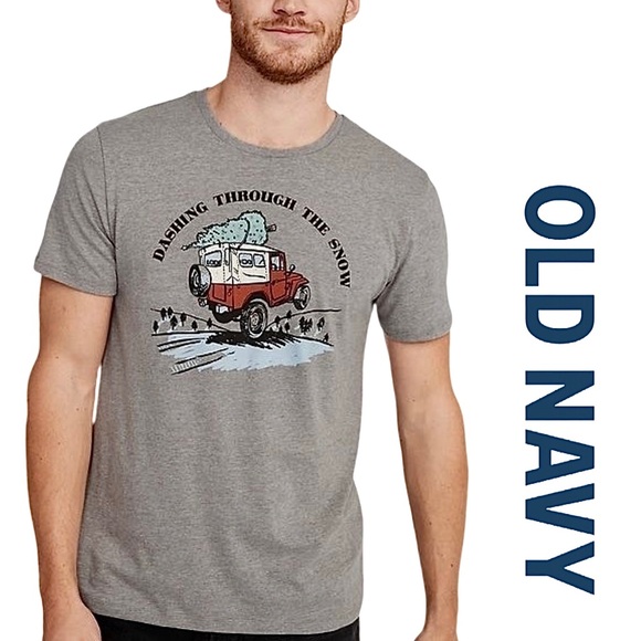 Old Navy “Dashing Through The Snow” Heather Gray Tee Shirt - Picture 16 of 16